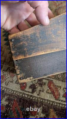 Rare Antique Early Primitive Wood Wall Candle Box Orig Red Paint 12 Sq. N