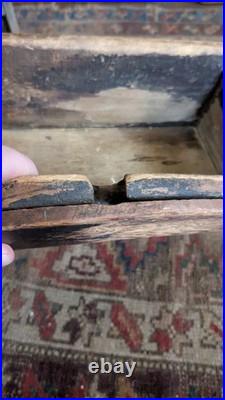 Rare Antique Early Primitive Wood Wall Candle Box Orig Red Paint 12 Sq. N