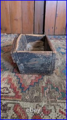 Rare Antique Early Primitive Wood Wall Candle Box Orig Red Paint 12 Sq. N