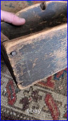 Rare Antique Early Primitive Wood Wall Candle Box Orig Red Paint 12 Sq. N
