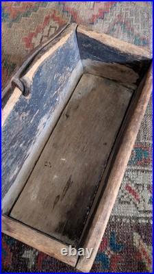 Rare Antique Early Primitive Wood Wall Candle Box Orig Red Paint 12 Sq. N