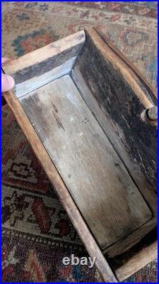 Rare Antique Early Primitive Wood Wall Candle Box Orig Red Paint 12 Sq. N