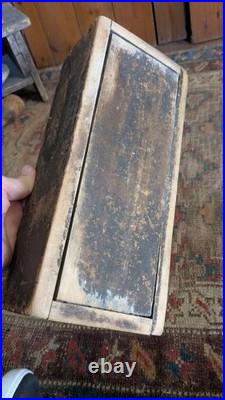 Rare Antique Early Primitive Wood Wall Candle Box Orig Red Paint 12 Sq. N