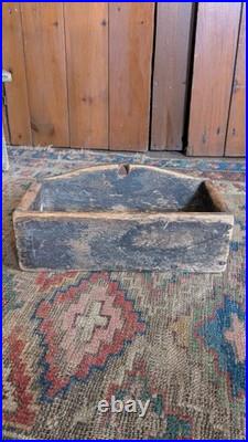 Rare Antique Early Primitive Wood Wall Candle Box Orig Red Paint 12 Sq. N