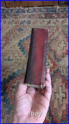 Rare Antique Early Red Leather Pocket Size 1849 Holy Bible Book with Hasp 5.75