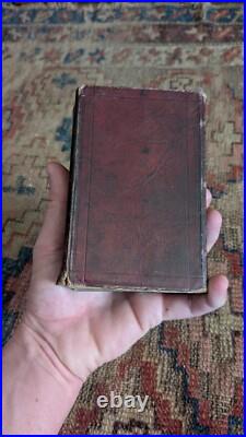 Rare Antique Early Red Leather Pocket Size 1849 Holy Bible Book with Hasp 5.75