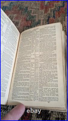 Rare Antique Early Red Leather Pocket Size 1849 Holy Bible Book with Hasp 5.75