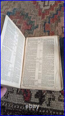 Rare Antique Early Red Leather Pocket Size 1849 Holy Bible Book with Hasp 5.75
