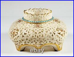 Rare Antique Early Royal Worcester Grainger China Works Pierced Inkwell
