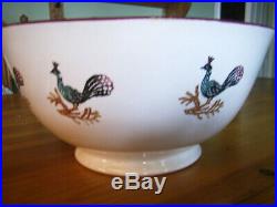 Rare Antique Early Spongeware bowl decorated with peacocks/ portneuf 11dia