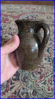 Rare Antique Early Stoneware North Carolina Small Crock Creamer Pitcher 5