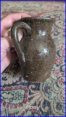 Rare Antique Early Stoneware North Carolina Small Crock Creamer Pitcher 5