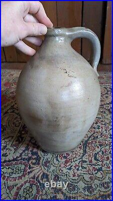 Rare Antique Early Stoneware Ovoid Charlestown Crock Jug 11.5