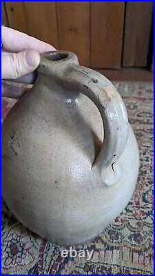 Rare Antique Early Stoneware Ovoid Charlestown Crock Jug 11.5