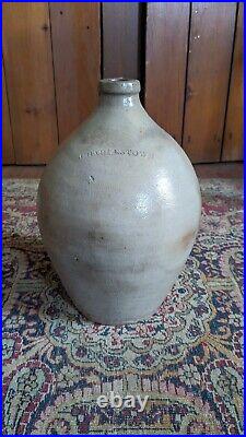 Rare Antique Early Stoneware Ovoid Charlestown Crock Jug 11.5