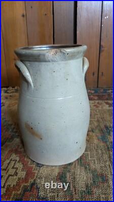Rare Antique Early Stoneware Small Cobalt Blue Floral Crock Butter Churn 9.75