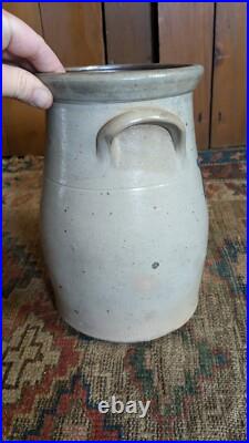 Rare Antique Early Stoneware Small Cobalt Blue Floral Crock Butter Churn 9.75