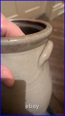 Rare Antique Early Stoneware Small Cobalt Blue Floral Crock Butter Churn 9.75