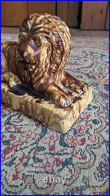 Rare Antique Early Stoneware Yellowware Bennington Staffordshire Lion Statue 8 Rare Antique Early Stoneware Yellowware Bennington Staffordshire Lion Statue 8