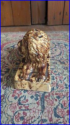Rare Antique Early Stoneware Yellowware Bennington Staffordshire Lion Statue 8 Rare Antique Early Stoneware Yellowware Bennington Staffordshire Lion Statue 8