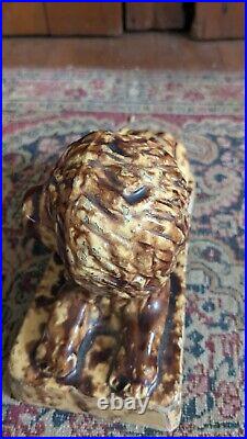 Rare Antique Early Stoneware Yellowware Bennington Staffordshire Lion Statue 8 Rare Antique Early Stoneware Yellowware Bennington Staffordshire Lion Statue 8