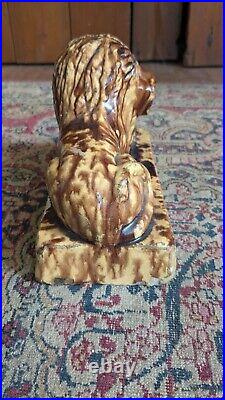 Rare Antique Early Stoneware Yellowware Bennington Staffordshire Lion Statue 8 Rare Antique Early Stoneware Yellowware Bennington Staffordshire Lion Statue 8