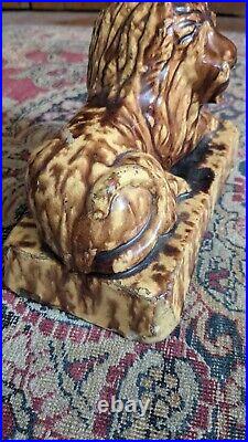 Rare Antique Early Stoneware Yellowware Bennington Staffordshire Lion Statue 8 Rare Antique Early Stoneware Yellowware Bennington Staffordshire Lion Statue 8