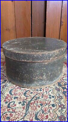 Rare Antique Early Thick Wood Pantry Box Orig Dark Green Paint 10.5 Sign I. Wood