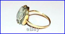 Rare Antique Early Victorian 22ct Gold Antique Scarab Swivel Ring. Hieroglyphs