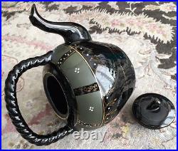 Rare Antique Early Victorian Jackfield Pottery Black Ware Teapot (9/23cm)