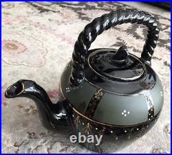 Rare Antique Early Victorian Jackfield Pottery Black Ware Teapot (9/23cm) Rare Antique Early Victorian Jackfield Pottery Black Ware Teapot (9/23cm)