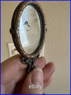 Rare Antique Early Victorian Mercury Cameo Roman Medallion Hand Mirror Pewter