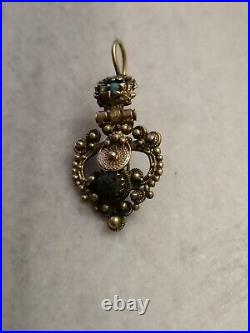 Rare Antique Early Victorian Silver, Gold-plated Earring, With Stones