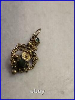 Rare Antique Early Victorian Silver, Gold-plated Earring, With Stones