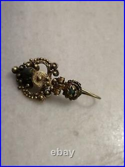 Rare Antique Early Victorian Silver, Gold-plated Earring, With Stones