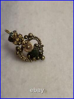 Rare Antique Early Victorian Silver, Gold-plated Earring, With Stones