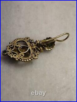 Rare Antique Early Victorian Silver, Gold-plated Earring, With Stones