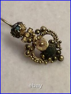 Rare Antique Early Victorian Silver, Gold-plated Earring, With Stones