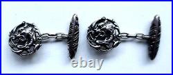 Rare Antique Early Victorian Sterling Silver Cuff Links Gryphon Lion Open work Rare Antique Early Victorian Sterling Silver Cuff Links Gryphon Lion Open work