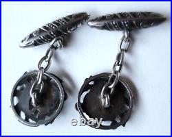 Rare Antique Early Victorian Sterling Silver Cuff Links Gryphon Lion Open work Rare Antique Early Victorian Sterling Silver Cuff Links Gryphon Lion Open work