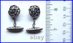 Rare Antique Early Victorian Sterling Silver Cuff Links Gryphon Lion Open work Rare Antique Early Victorian Sterling Silver Cuff Links Gryphon Lion Open work
