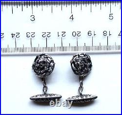 Rare Antique Early Victorian Sterling Silver Cuff Links Gryphon Lion Open work Rare Antique Early Victorian Sterling Silver Cuff Links Gryphon Lion Open work