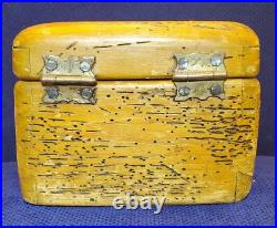 Rare Antique Early Vintage Small Worm Wood Chest Trunk Box