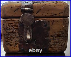 Rare Antique Early Vintage Small Worm Wood Chest Trunk Box