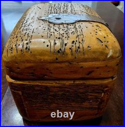 Rare Antique Early Vintage Small Worm Wood Chest Trunk Box