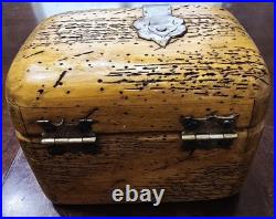 Rare Antique Early Vintage Small Worm Wood Chest Trunk Box