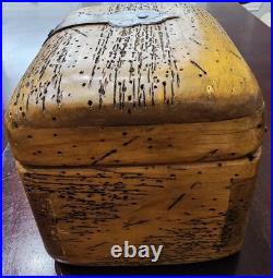 Rare Antique Early Vintage Small Worm Wood Chest Trunk Box