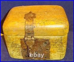 Rare Antique Early Vintage Small Worm Wood Chest Trunk Box