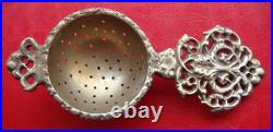 Rare Antique Early XIX Century Handmade Broze Silvered Tea Strainer