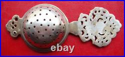 Rare Antique Early XIX Century Handmade Broze Silvered Tea Strainer